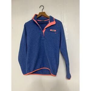 Columbia PFG Fleece Sweater Snap Neck Blue Long Sleeve Pullover Womens Sz Medium